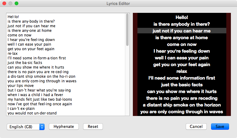 lyrics editor